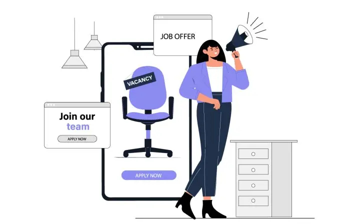 Online Job Recruitment Campaign Pro Vector Illustration